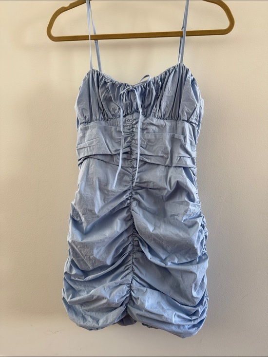 More To Come Dresses & Skirts - Light Blue Ruched Mini Dress - Women's Spaghetti Strap